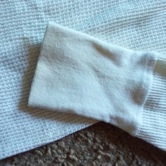 Vintage White/Cream Men's Ribbed Long Sleeve Pullover Sweater Cut Off Tag - Picture 6 of 14